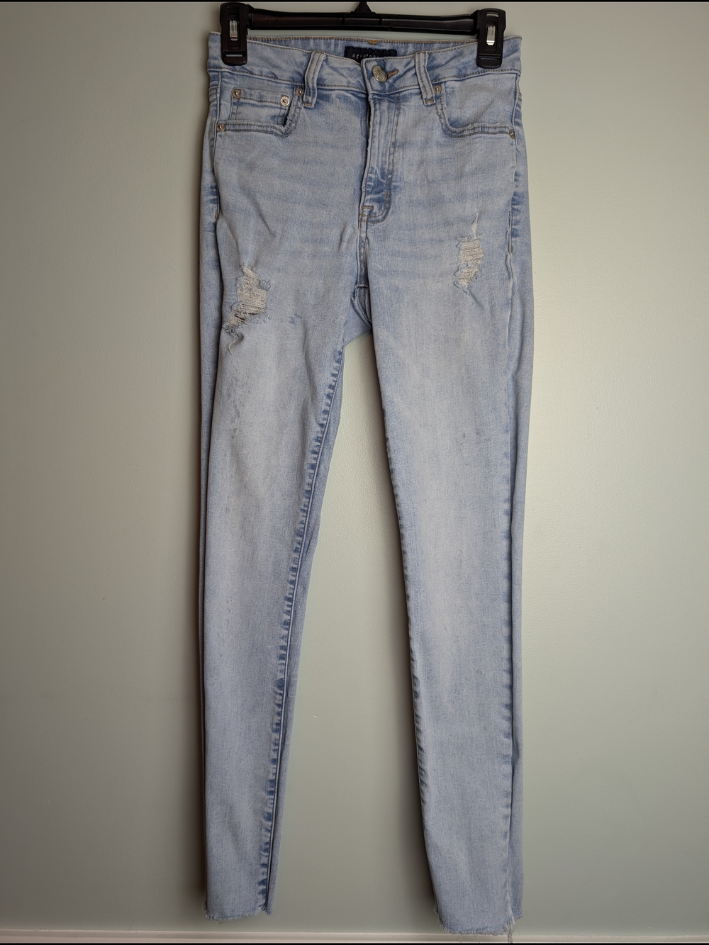 Aeropostale Light Blue Skinny Jeans with Distressed Detail